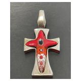 Sterling Millefiori Cross Pendant