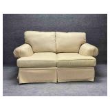 Bassett Furn Pale Yellow Two Seat Loveseat