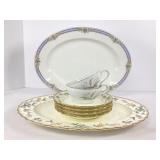 Mixed Oval Platters Cups and Saucers