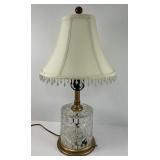 Vintage Cut-Crystal Cylindrical Table Lamp