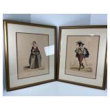Framed French Fashion Prints from Etchings