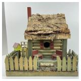 Rustic Wood Log Cabin Birdhouse
