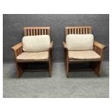 Pair of XL Solid Acacia Wood Patio Chairs