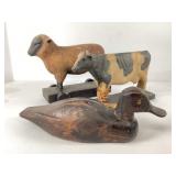 Duck Decoy and Farm Animal Figurines