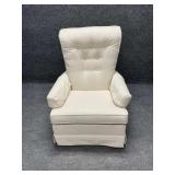 Upholstered Cream Colored Button Tufted Chair