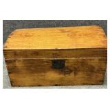 Small Antique Pine Dome Top Wood Storage Chest