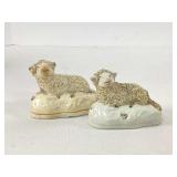 Antique Staffordshire Pottery Sheep Figurines