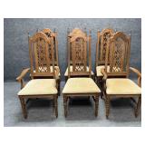 Set of Six Gothic Revival Wood Chairs