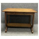 Vintage Oak Veneer Empire Console Table