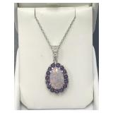 14 KT WG Opal with Amethyst and Diamonds