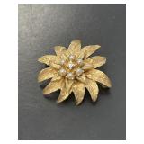 14 KT Flower Pin with Seed Pearls and Diamond