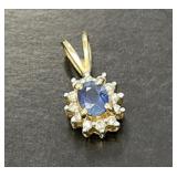 14 KT Sapphire and Diamond Pendant
