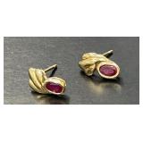 Pair 14 KT Ruby Earrings