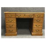Traditional Oak Double Pedestal Executive Desk
