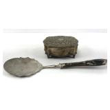 800 Silver Trinket Box and Serving Spoon