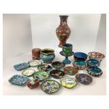 Colorful Enameled Vases, Dishes, and Ashtrays