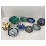 Assorted Bowls and Plates and Ink Well