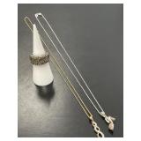 Sterling Ring and Sterling Vermeil Necklaces