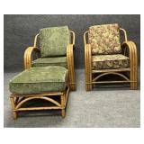 Three Pieces Mid Century Bent Rattan