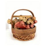 Vintage Wood Train in Basket