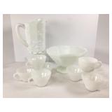 Milk Glass Punch Bowl Set