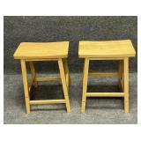 Pair of Backless Light Wood Stools