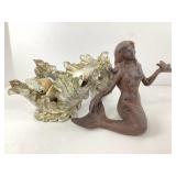 Cast Iron Mermaid and Bowl of Shells