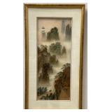Gold Framed Watercolor Mountain Scape