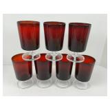 Seven Ruby Footed Glasses