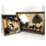 Vintage Silhouette Art Piece and Silhouette Tray