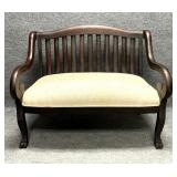 Antique Dark Wood Settee Bench