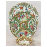Two Rose Medallion Platters and Basket