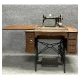 Antique Singer Sewing Machine and Cabinet