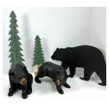 Two Trees, Two Black Bears, One Metal Bear