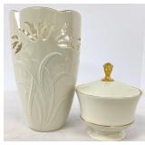 Lenox Vase and Lidded Dish