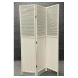 White Wood Three Panel Folding Room Divider