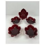 Five Red Maple Leaf Candy Dishes