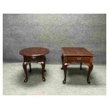 Two Unmatched Cherry End Tables