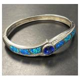 Designer Sterling Tanzanite and Opal Bracelet