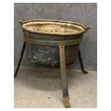 Large Antique Apple Butter Kettle and Stand