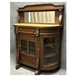 Two Piece Oak Veneer Serpentine Front Server
