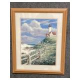 Lighthouse with Fence Print by TC Chiu