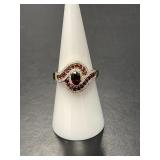 D'Joy Premium Rich Garnet and Moissanite Ring