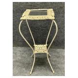 Off White Two Tiered Metal Plant Stand