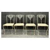 Four Vintage Mid Century Wrought Iron Chairs
