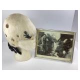 Feathered Headdress with Signed Portrait