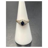10 KT Diamond and Sapphire Ring