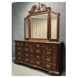 Ten Drawer Cherry Triple Dresser