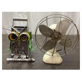 Scrap Metal Figurine and Vintage Fan