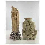Hand Carved Soapstone Figure and Vase
